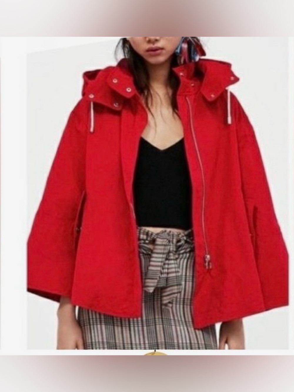 Zara Red Hooded Trench Coat